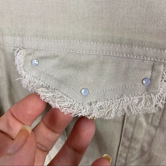 Trousers Etc Tan Fringe Jacket with Austrian Crystal Embellishments Size 6 NWOT - Picture 4 of 8